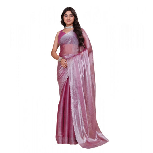 Generic Women's Jimmy choo Embellished Bollywood Saree With Unstitched Blouse 5.5Mtr (Magenta)