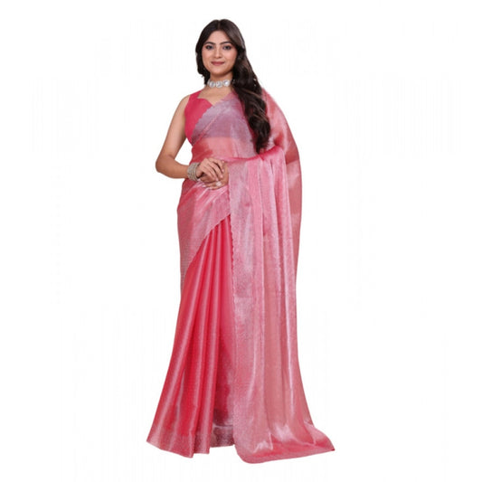 Generic Women's Jimmy choo Embellished Bollywood Saree With Unstitched Blouse 5.5Mtr (Pink)
