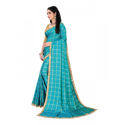 Generic Women's Sana Silk Bandhni Saree With Unstitched Blouse 5.5Mtr (Sky Blue)