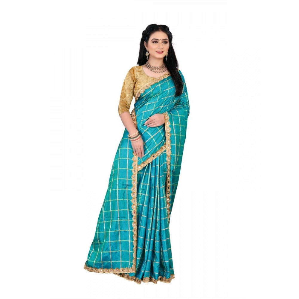 Generic Women's Sana Silk Bandhni Saree With Unstitched Blouse 5.5Mtr (Sky Blue)