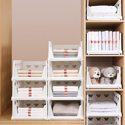 3 Layer Stackable Multifunctional Storagefor Clothes Foldable Drawer Shelf Basket Utility Cart Rack Storage Organizer Cart For Kitchen Pantry Closet Bedroom Bathroom Laundry(3 Layer 1 Pc)