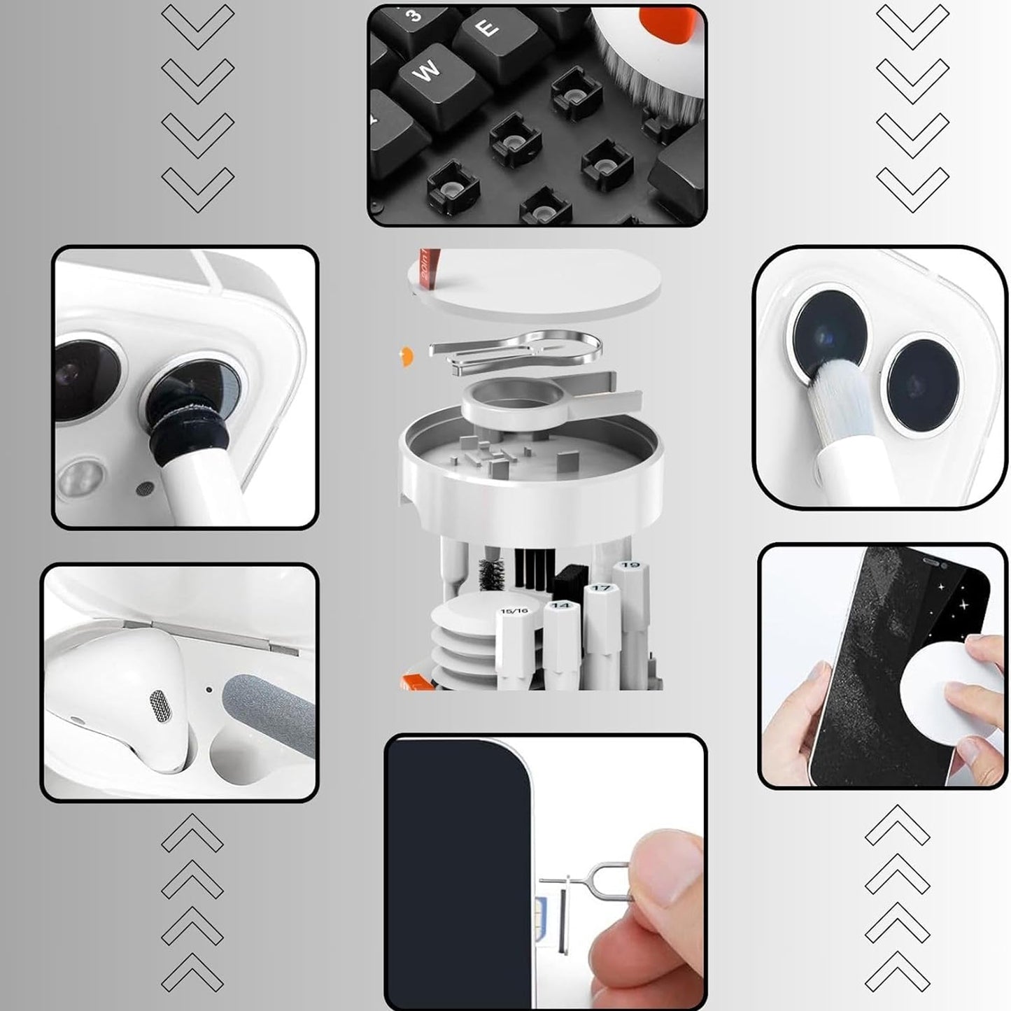 Keyboard Cleaner Kit 20-in-1 Laptop Phone Screen Cleaning Kit Keyboard Cleaning Kit With Electronic Cleaning Brush Spray For Airpods Pro Ipad Iphone Pro Camera Computer Cleaning