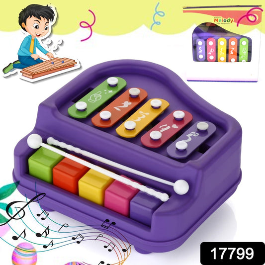2 In 1 Baby Piano Xylophone Toy For Toddlers 5 Multicolored Key Keyboard Xylophone Piano Preschool Educational Musical Learning Instruments Toy For Baby Kids Girls Boys 3+ Years(1 Pc)